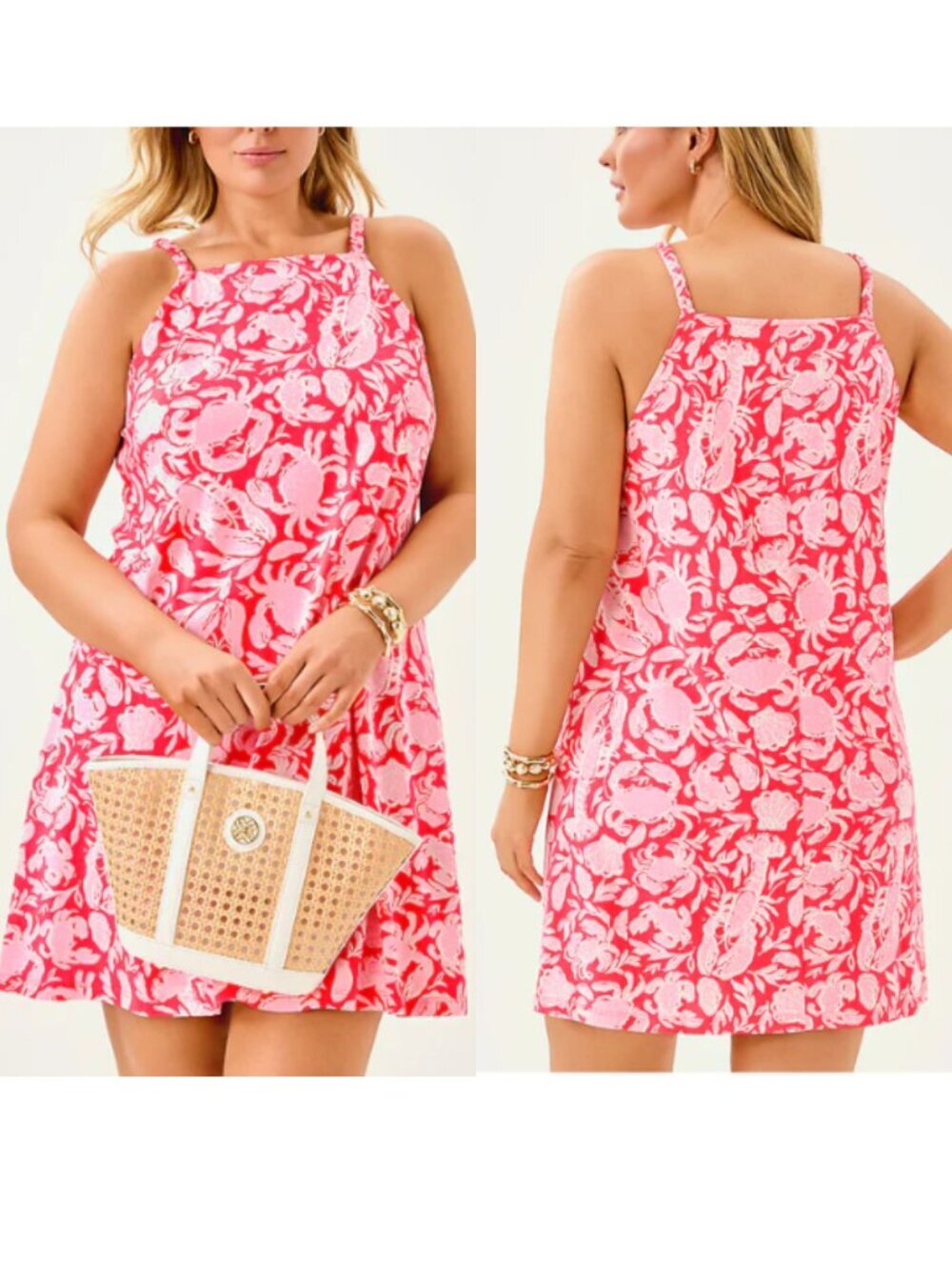 NWOT Lilly Pulitzer Kyleigh Dress Cane Coral Crab Collab XL